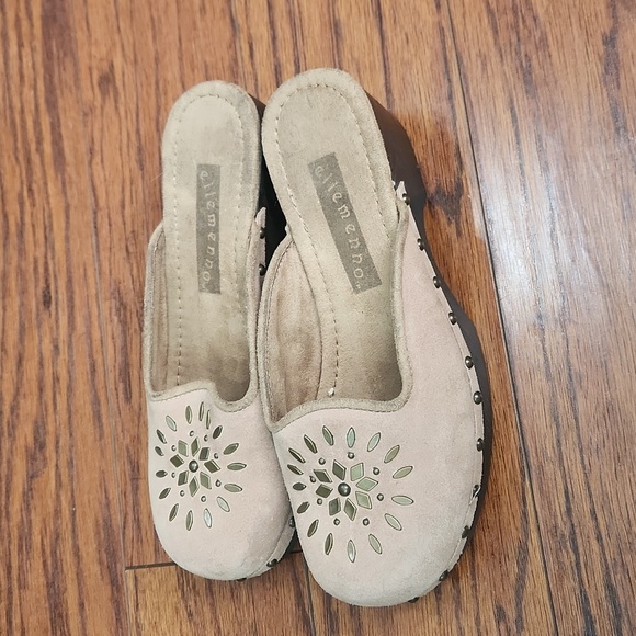 Ellemeno Light Brown Studded Slip On Mules - Picture 4 of 6